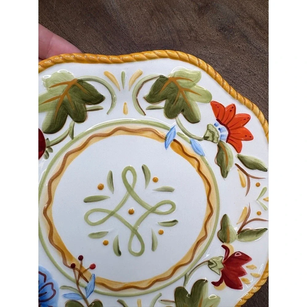Fitz and Floyd Garden Medley Plate Floral Hand Crafted Dishwasher Safe‎